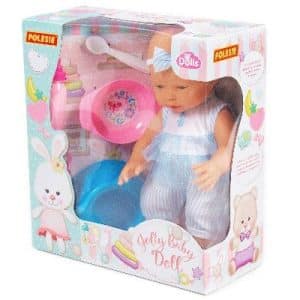 Babydukke Pige Med Tilbehør - Blå - Jolly Baby Doll - 35 Cm - 6 Dele